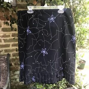 Giorgio Fiorlini- VINTAGE BLACK PRINT RUFFLE SKIRT- Size 8- NWOT